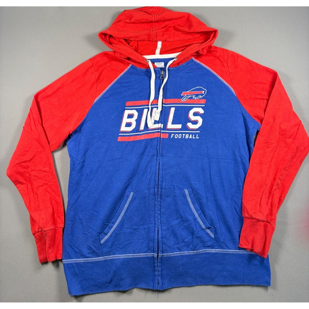 Buffalo Bills NFL Team Apparel Womens Blue Red Full Zip Hoodie Sweatshirt Large